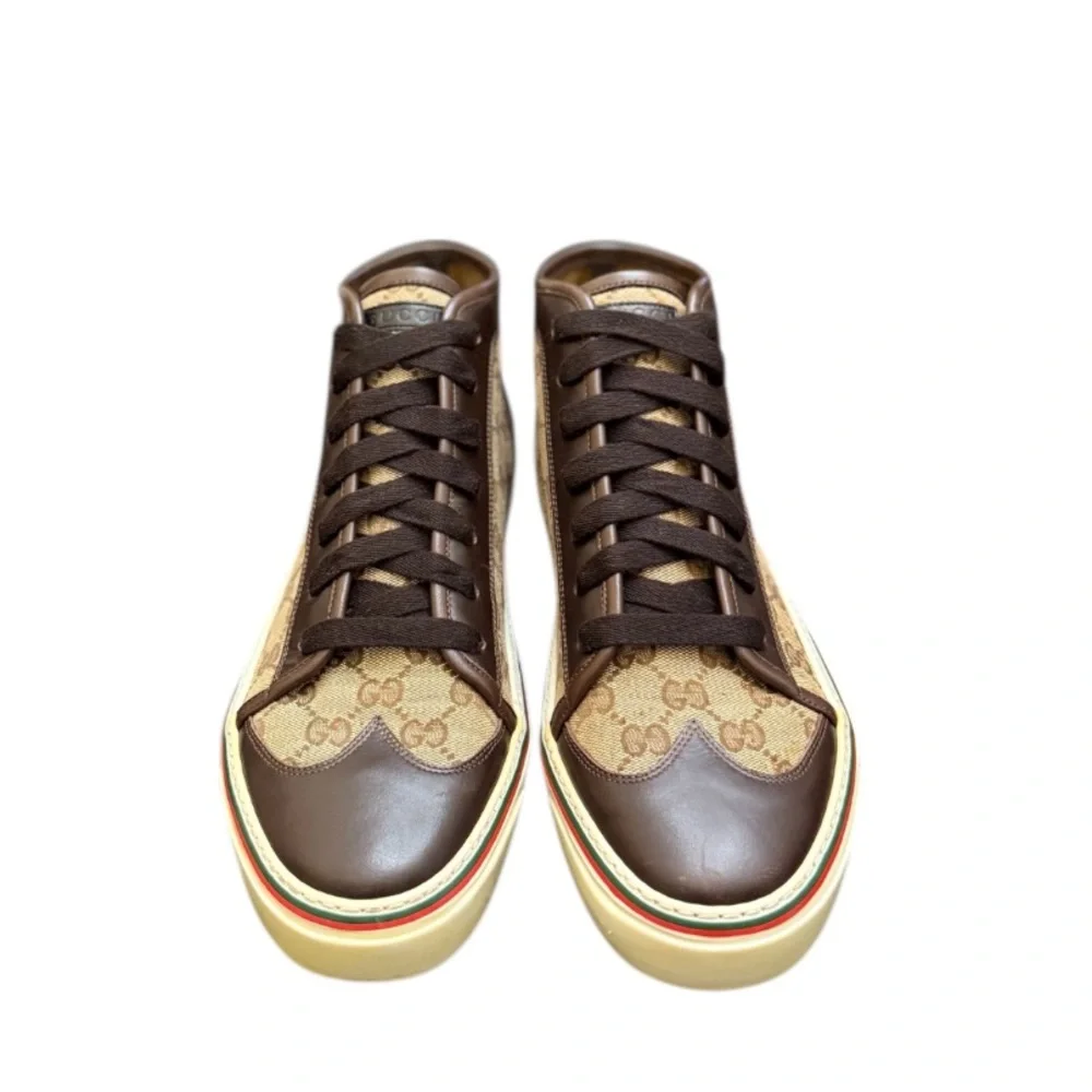GUCCI - GG WINGTIP CANVAS HIGH “BEIGE” SNEAKERS